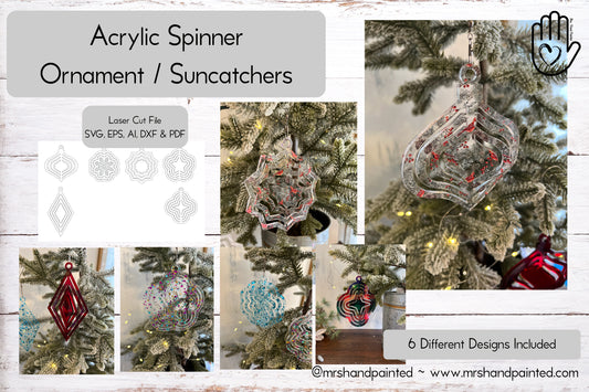 Laser Cut File - Acrylic Spinner Ornaments - Digital Download