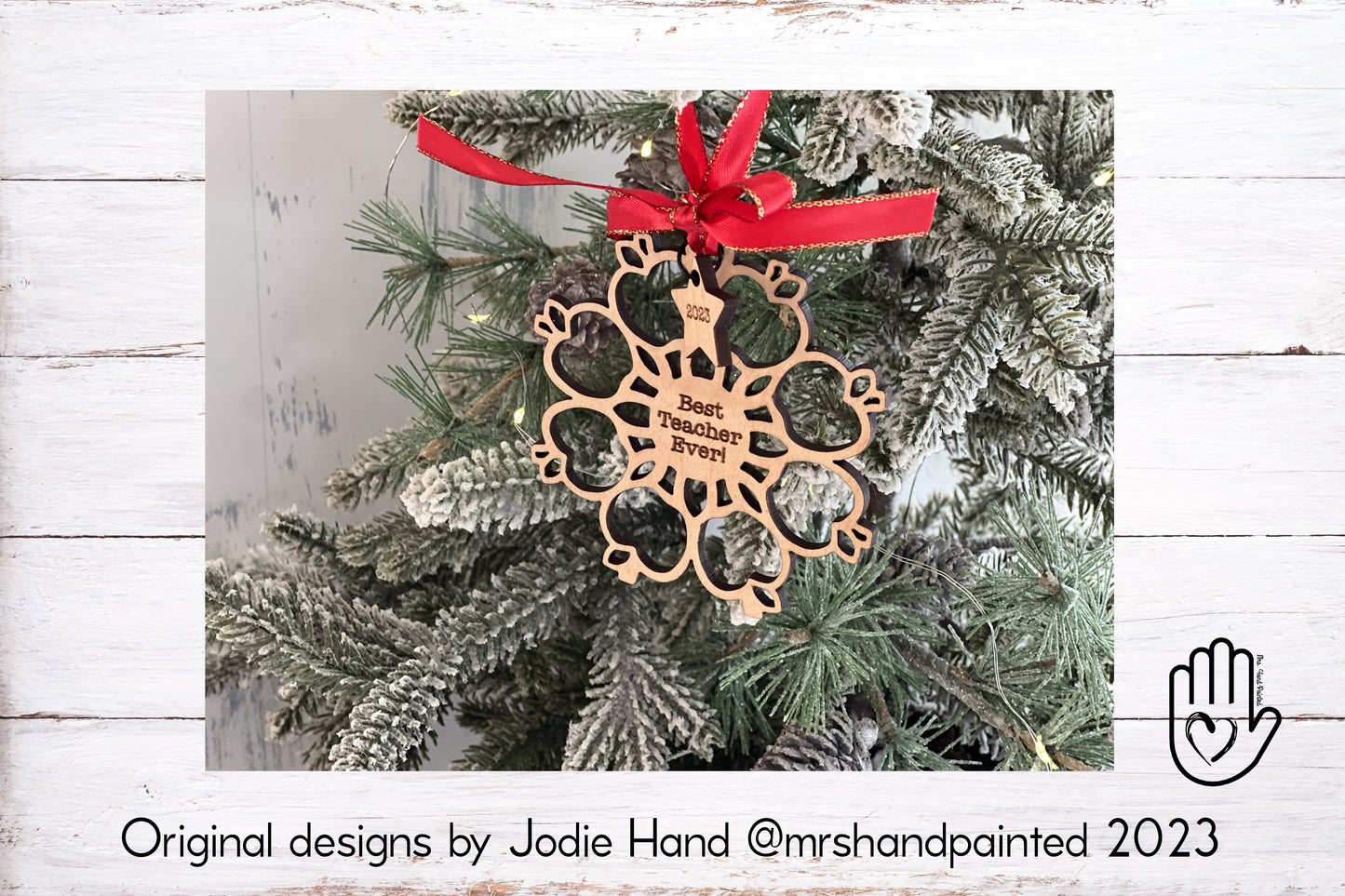 Laser Cut File - Apple Snowflake Ornament - Teacher Gift - Digital Download