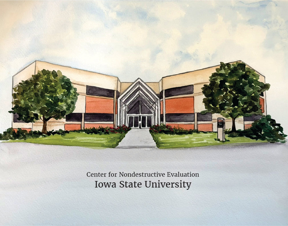 Iowa State Applied Sciences Complex Watercolor Landscape - Fine Art Giclee Print
