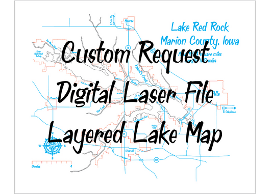 Lake Oahe Custom Request - Laser Engraved Map Cut File