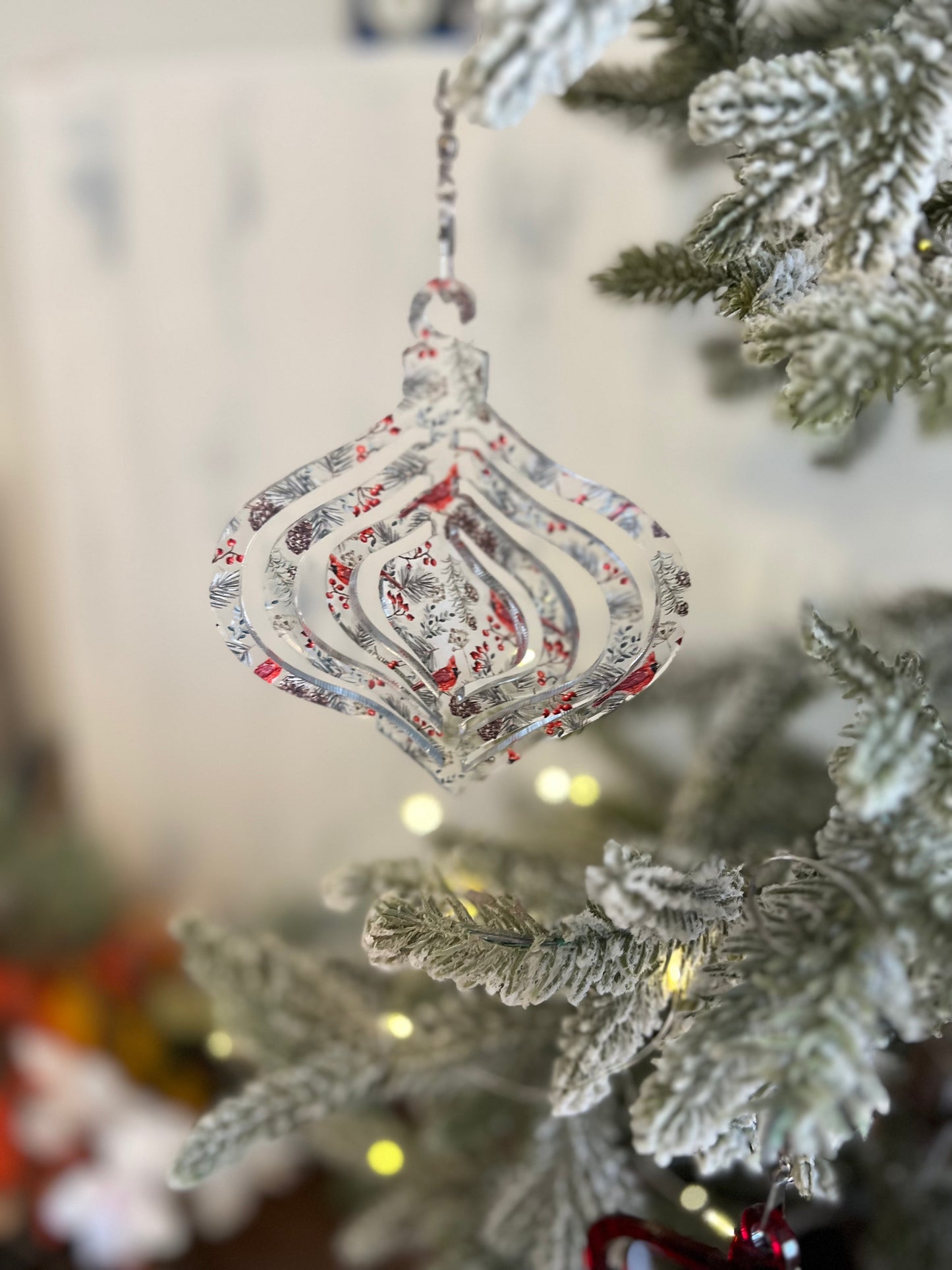 Retro Bauble Acrylic Spinner Ornament / Suncatcher