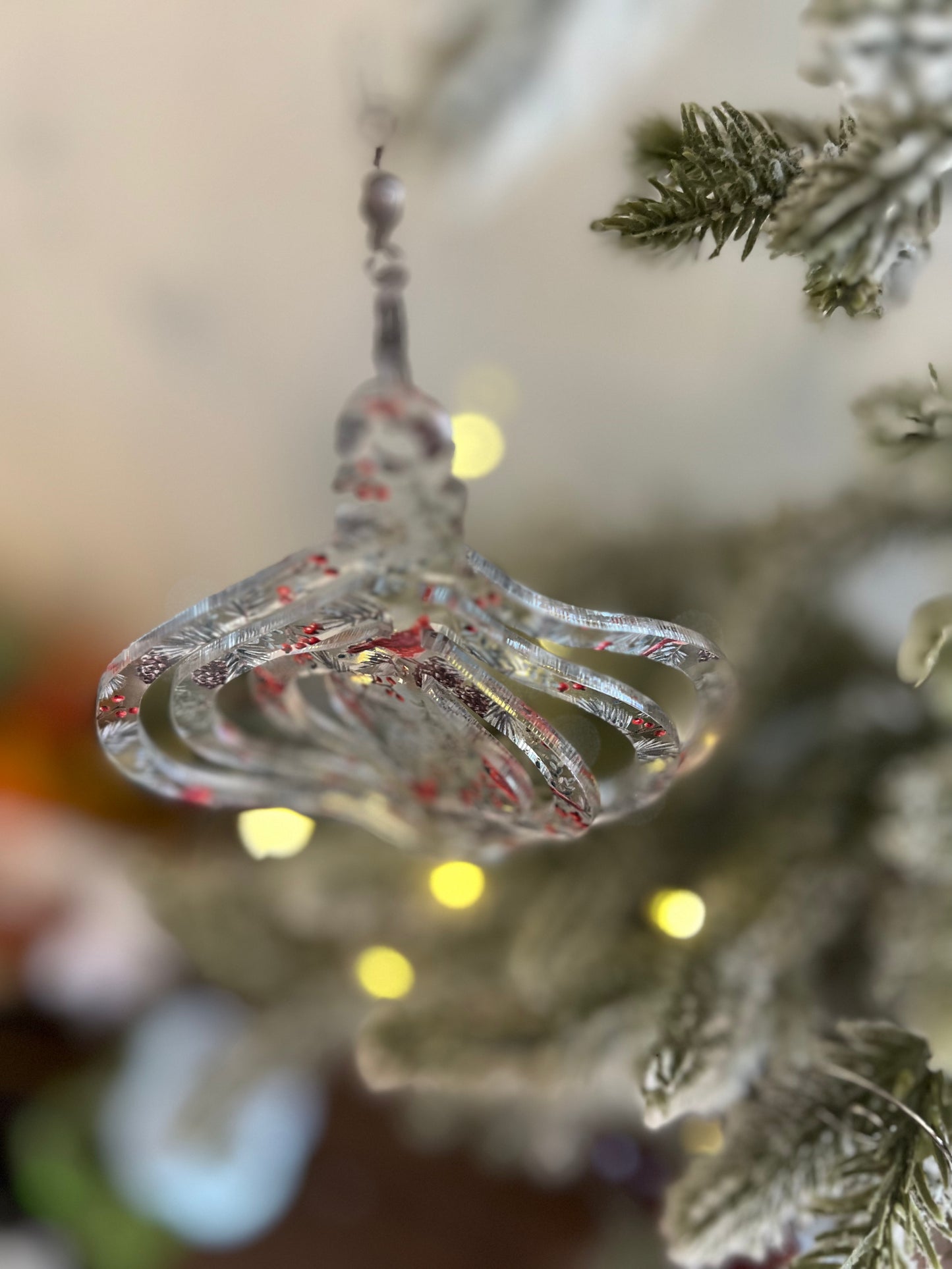 Retro Bauble Acrylic Spinner Ornament / Suncatcher