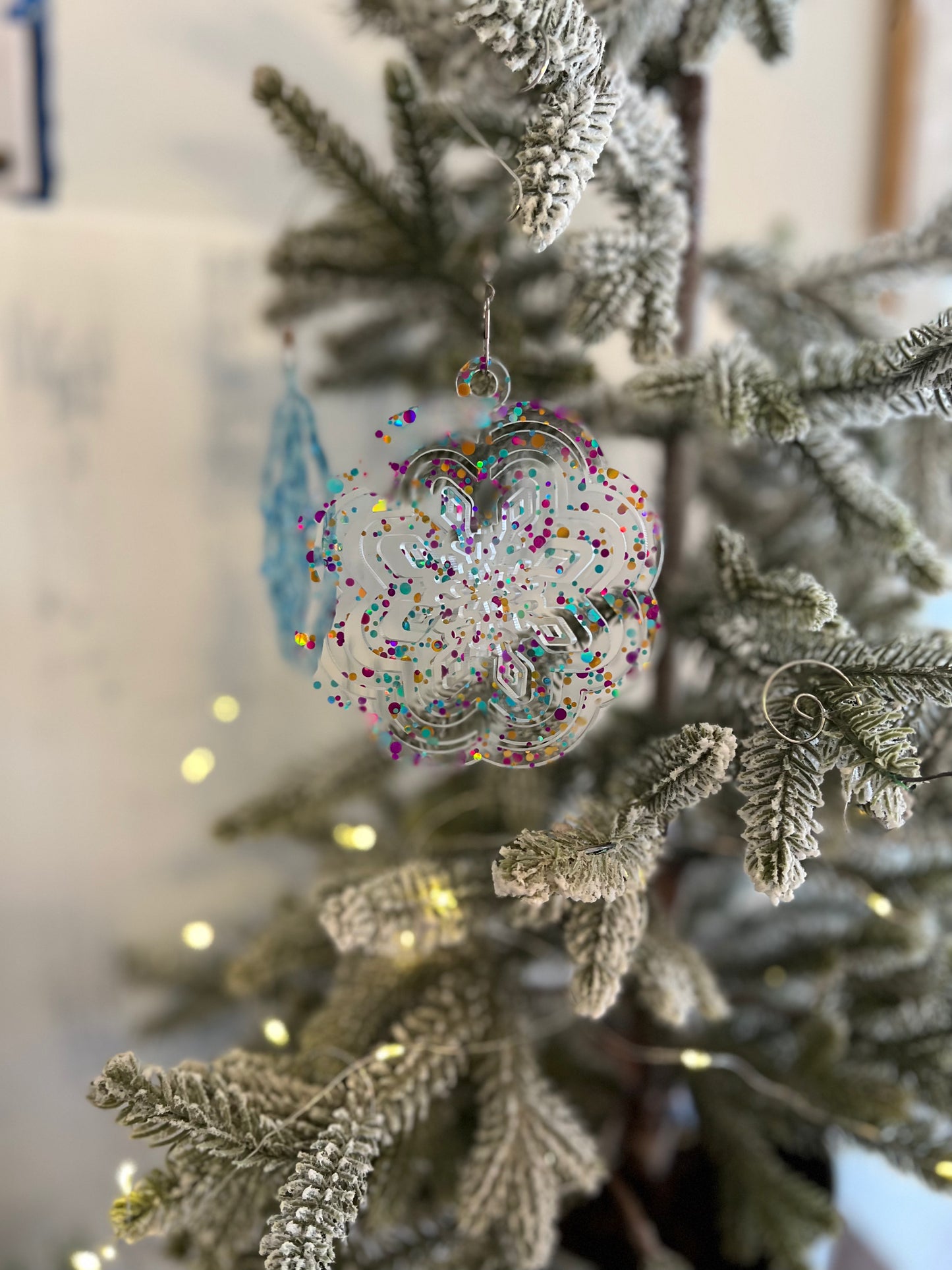 Snowflake Acrylic Spinner Ornament / Suncatcher