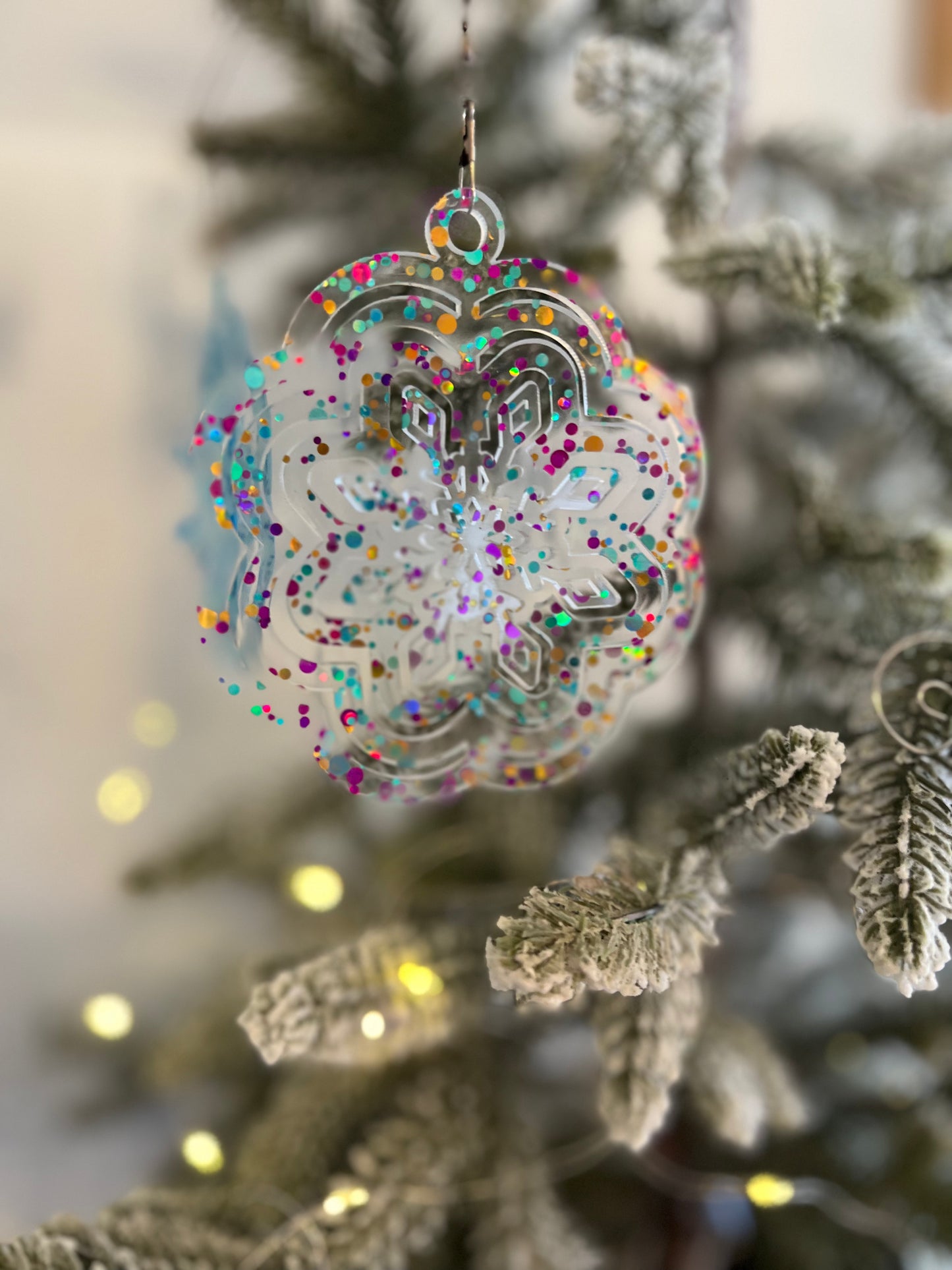 Snowflake Acrylic Spinner Ornament / Suncatcher