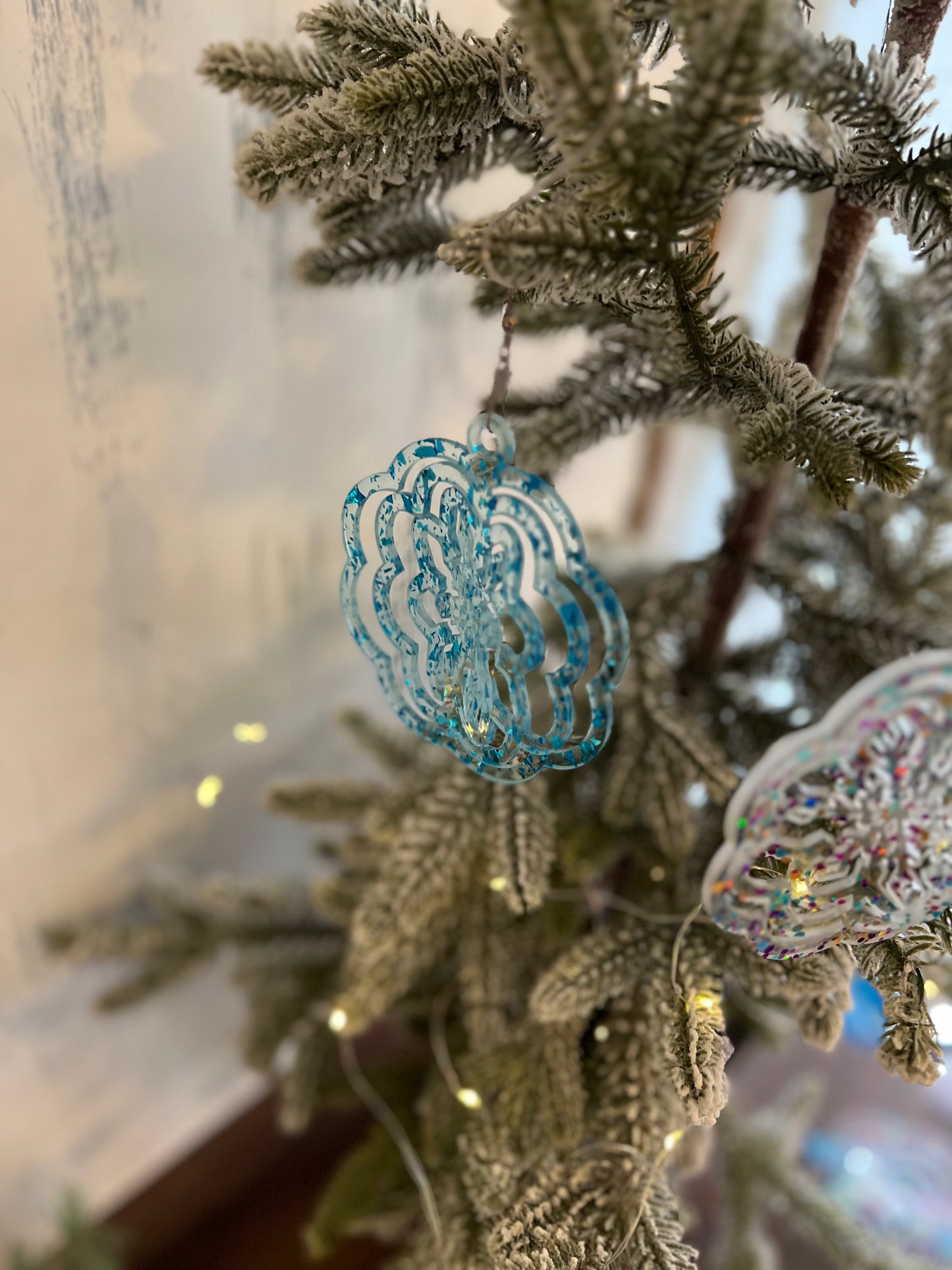 Snowflake Acrylic Spinner Ornament / Suncatcher