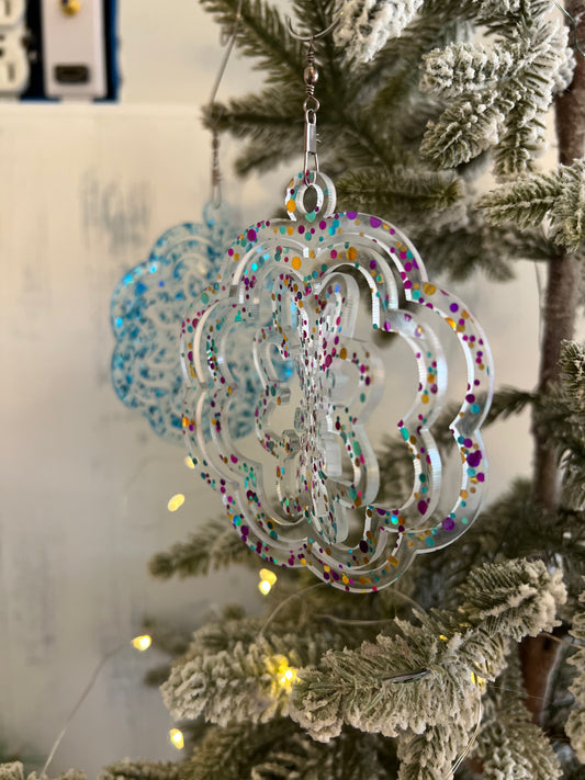 Snowflake Acrylic Spinner Ornament / Suncatcher