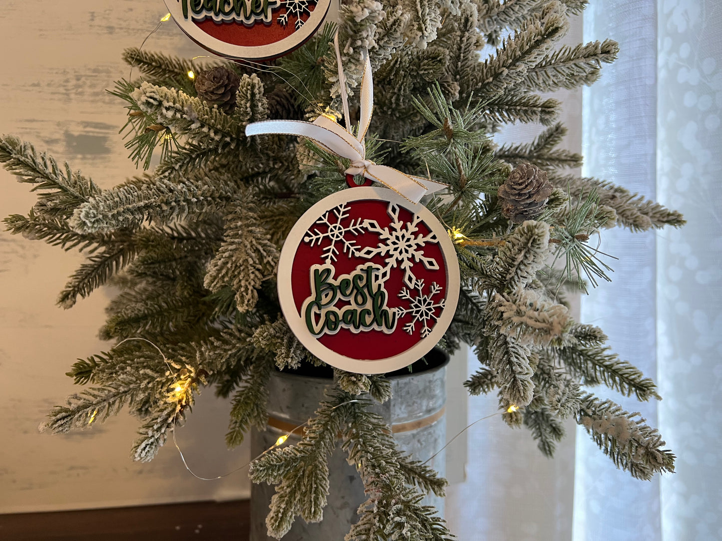 Best Teacher or Coach Layered Snowflake Christmas Ornament