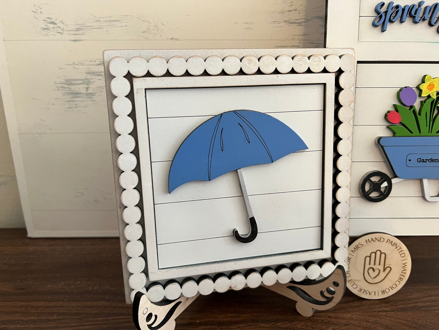 Spring Flowers Leaning Ladder Interchangeable Sign Tiles