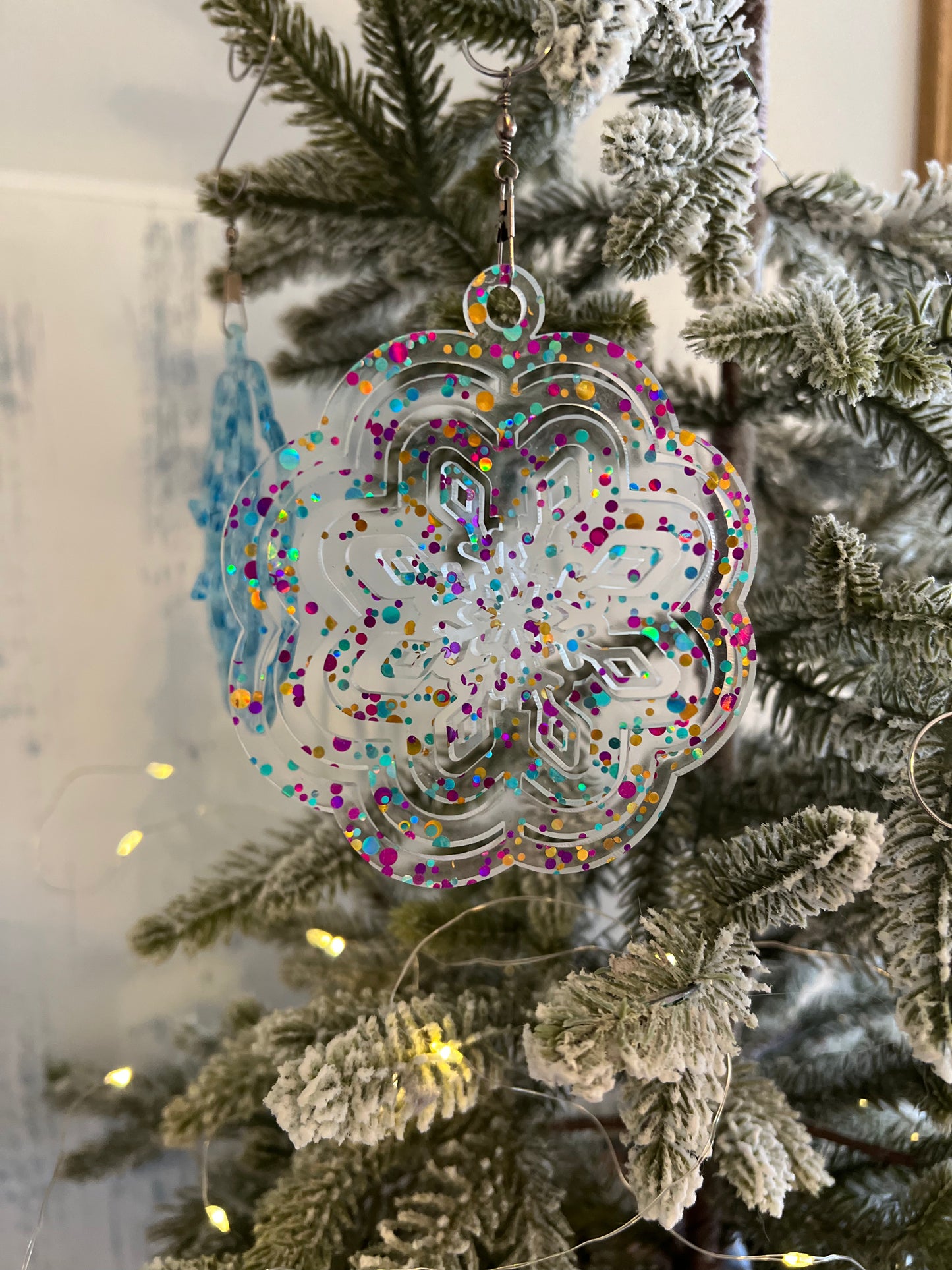 Snowflake Acrylic Spinner Ornament / Suncatcher
