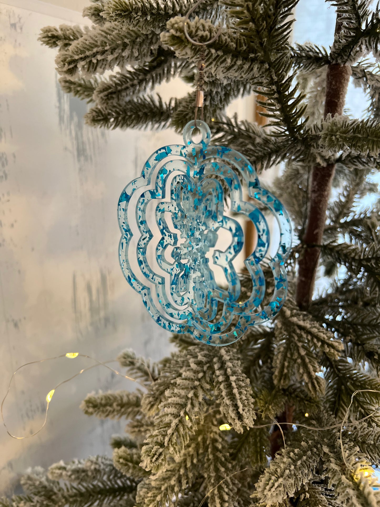 Snowflake Acrylic Spinner Ornament / Suncatcher
