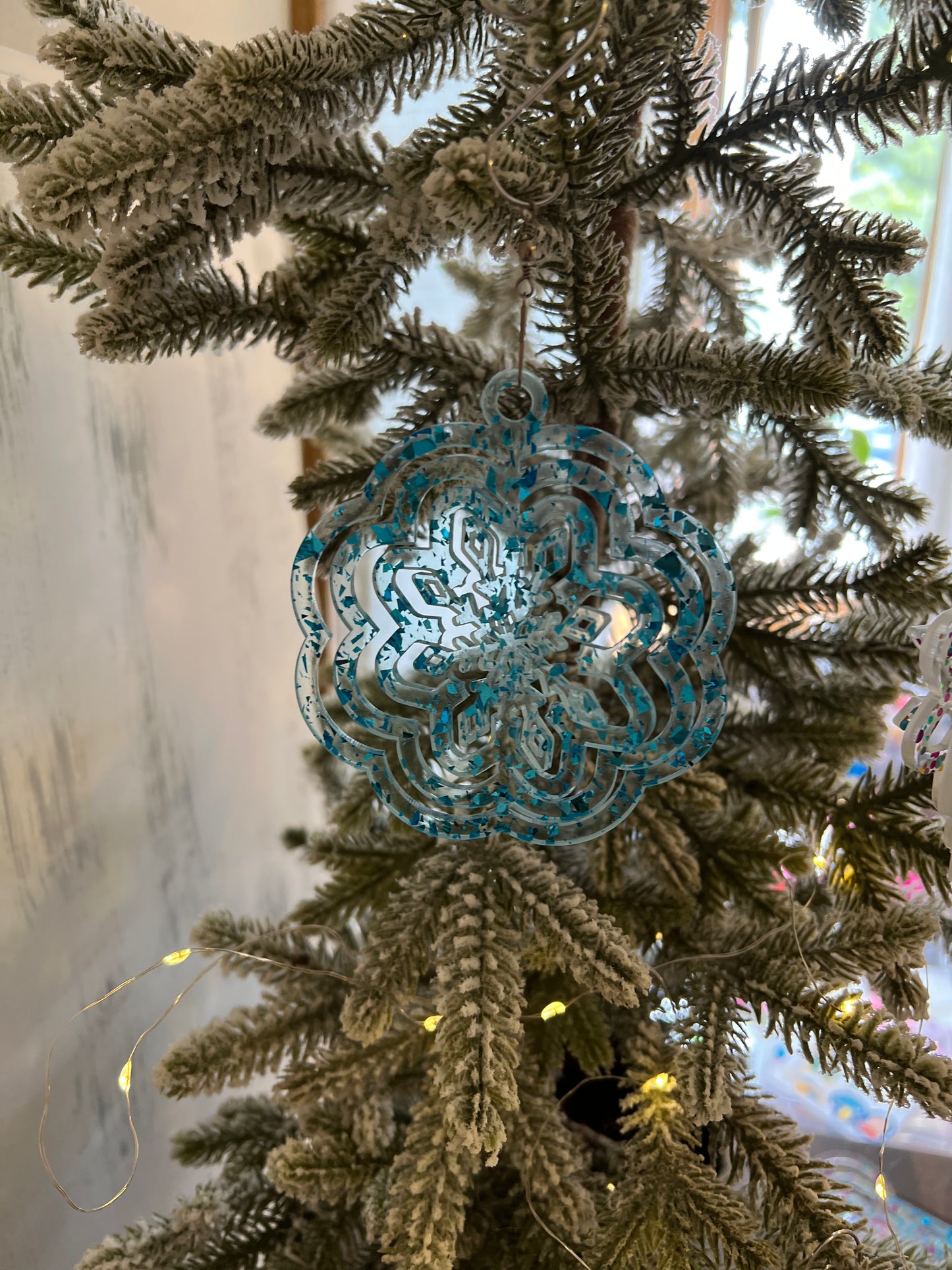 Snowflake Acrylic Spinner Ornament / Suncatcher