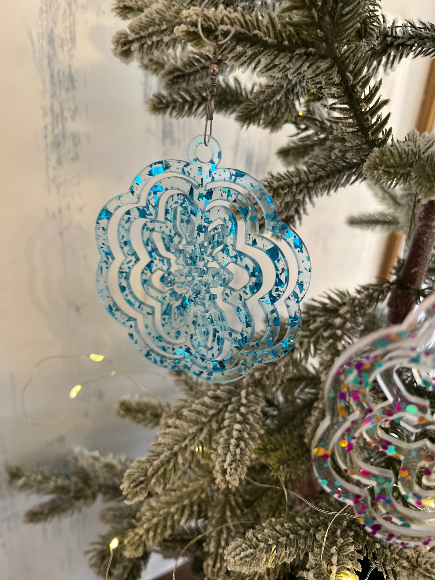 Snowflake Acrylic Spinner Ornament / Suncatcher