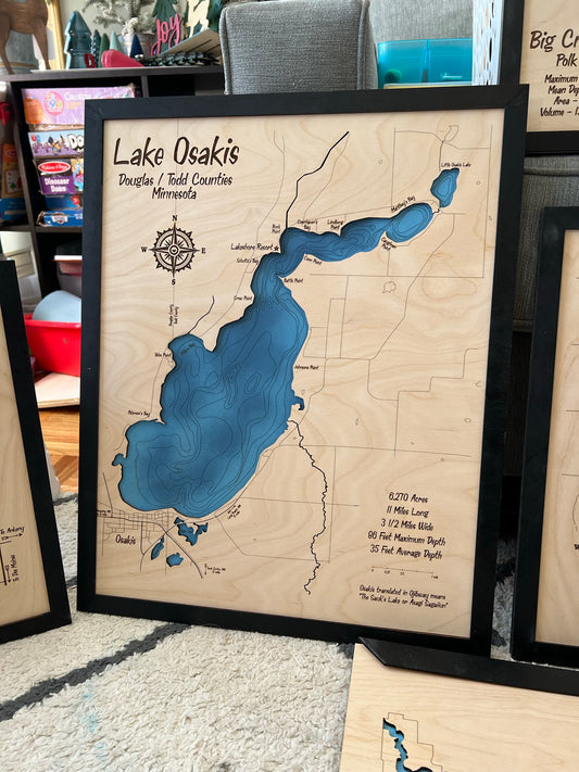 Lake Osakis Minnesota - Laser Engraved Map File
