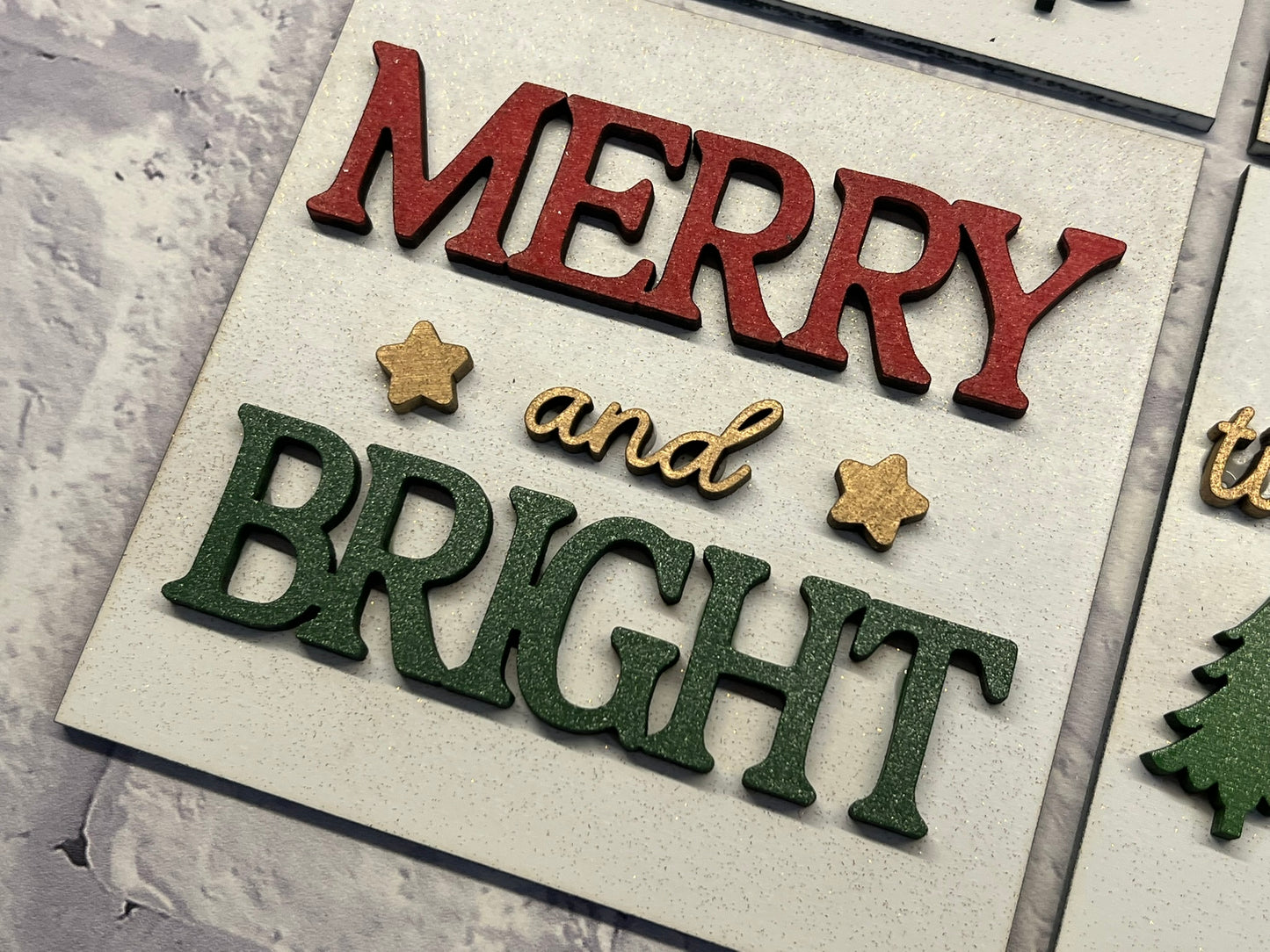 Bright Trees Christmas Sign Tiles