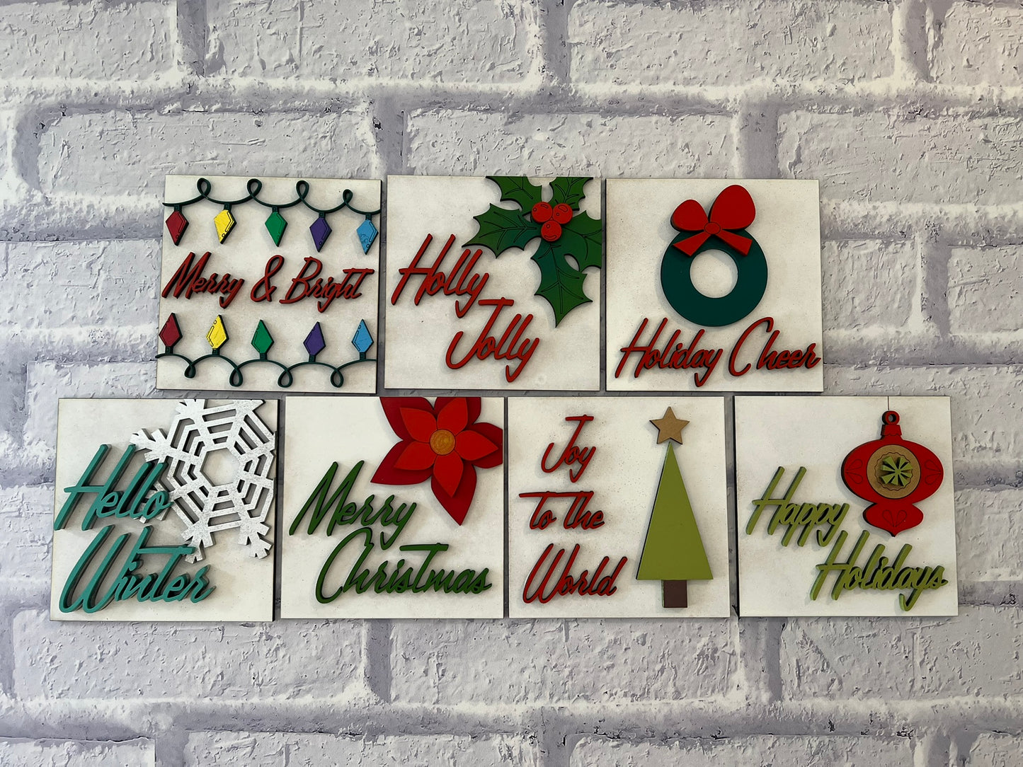Mid Century Christmas Sign Tiles