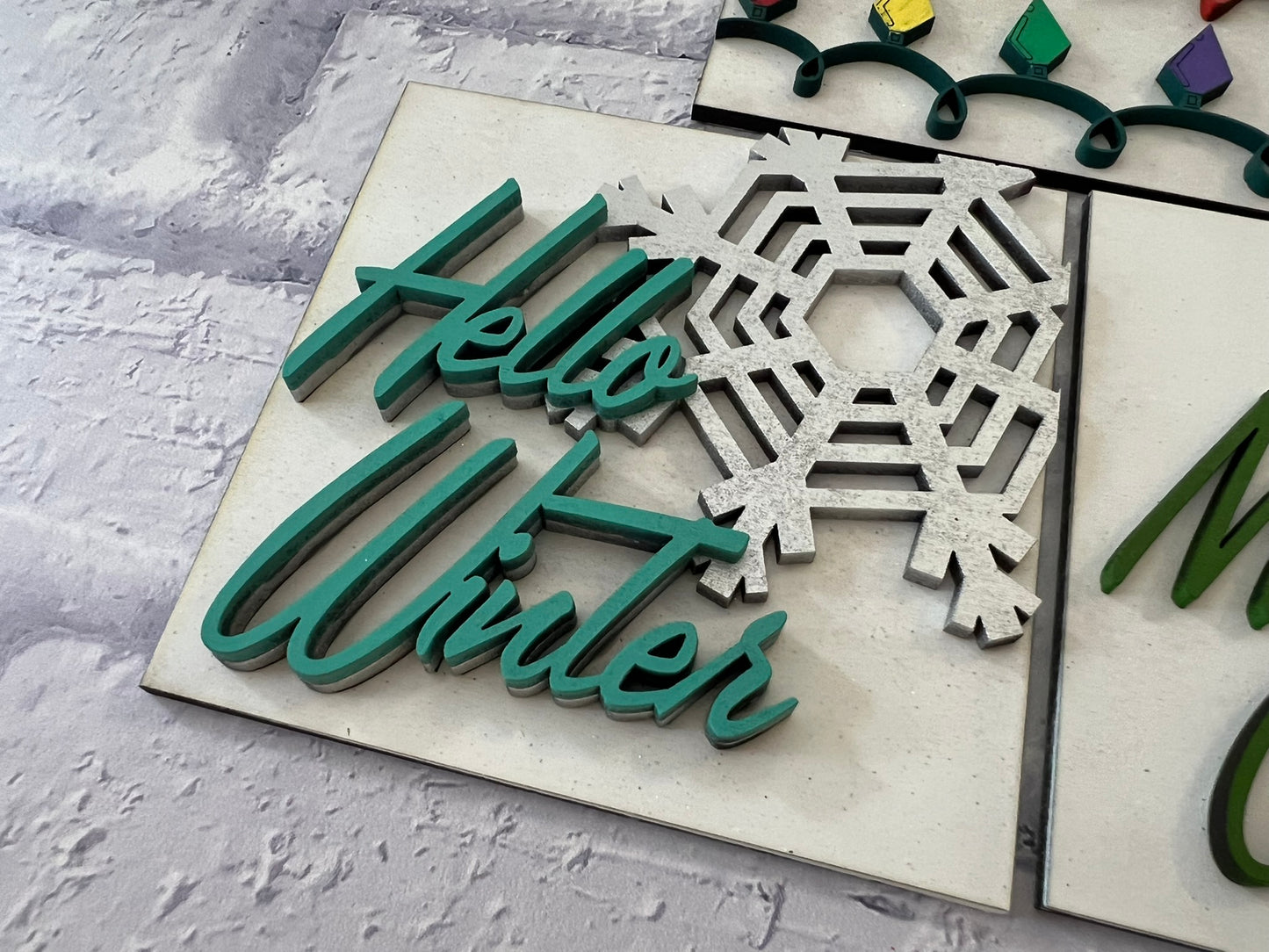 Mid Century Christmas Sign Tiles