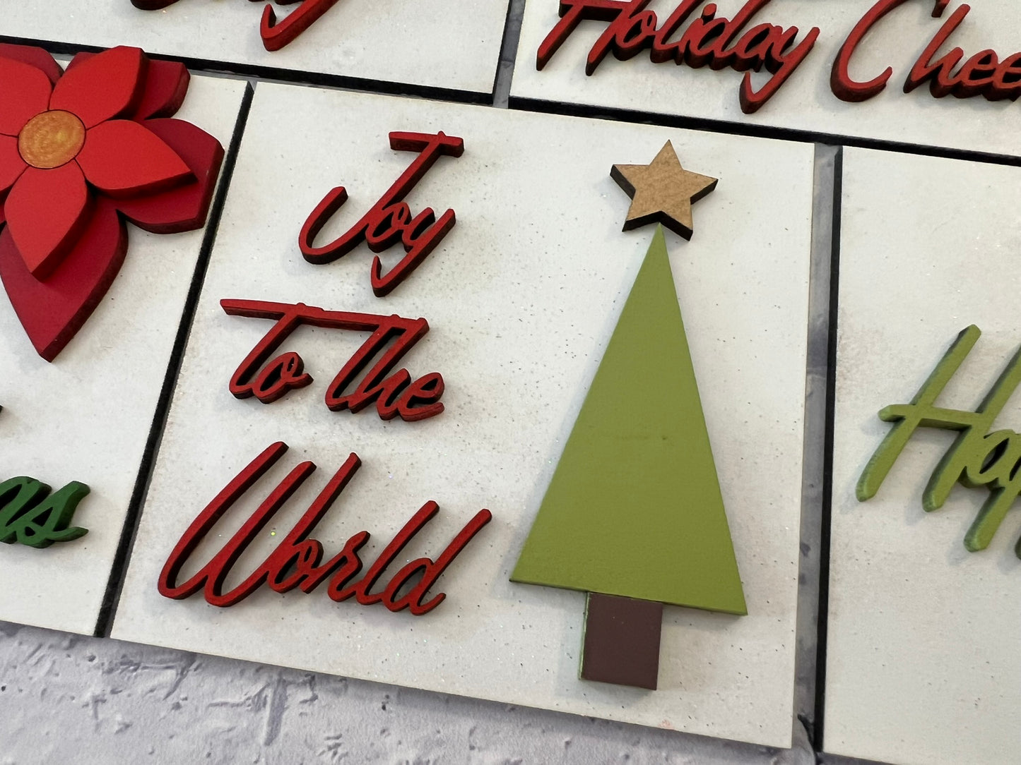 Mid Century Christmas Sign Tiles