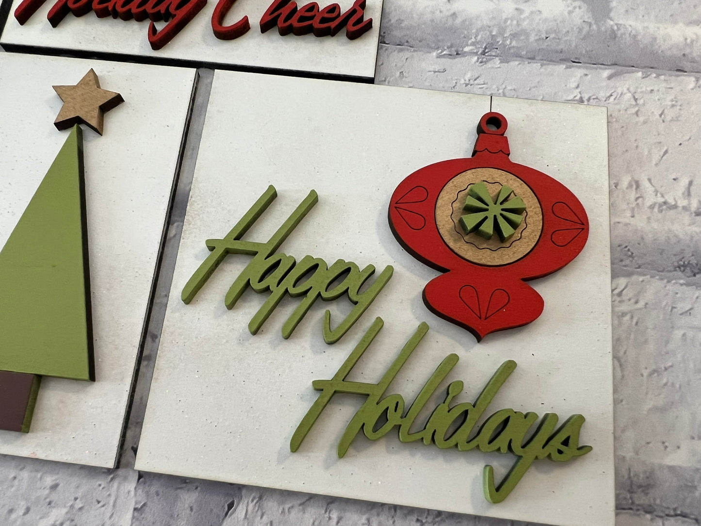 Mid Century Christmas Sign Tiles