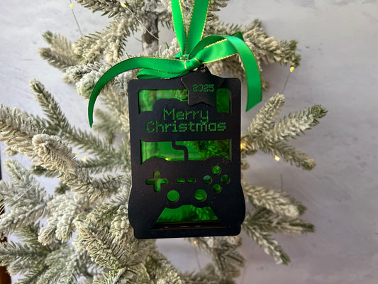 Green and Black Gamer Gift Card Holder Ornament