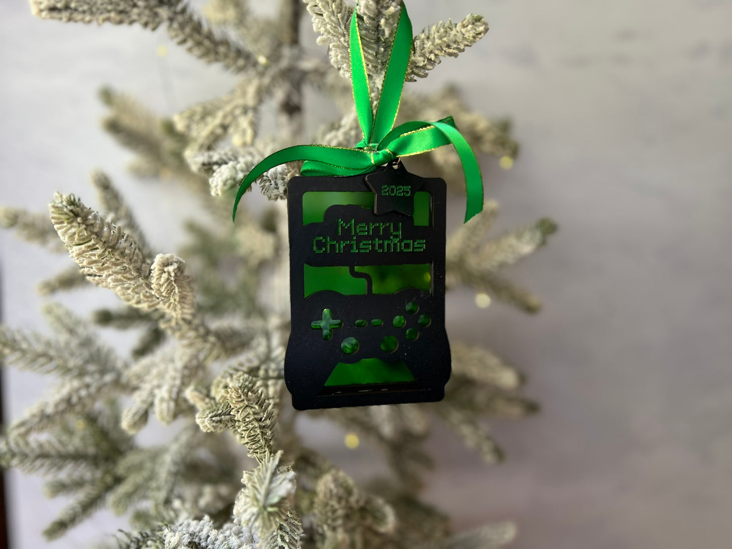 Green and Black Gamer Gift Card Holder Ornament