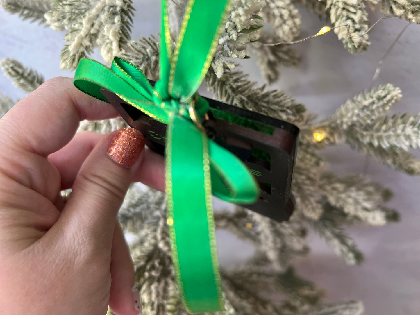 Green and Black Gamer Gift Card Holder Ornament