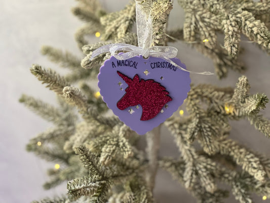 Pink and Purple Unicorn Ornament