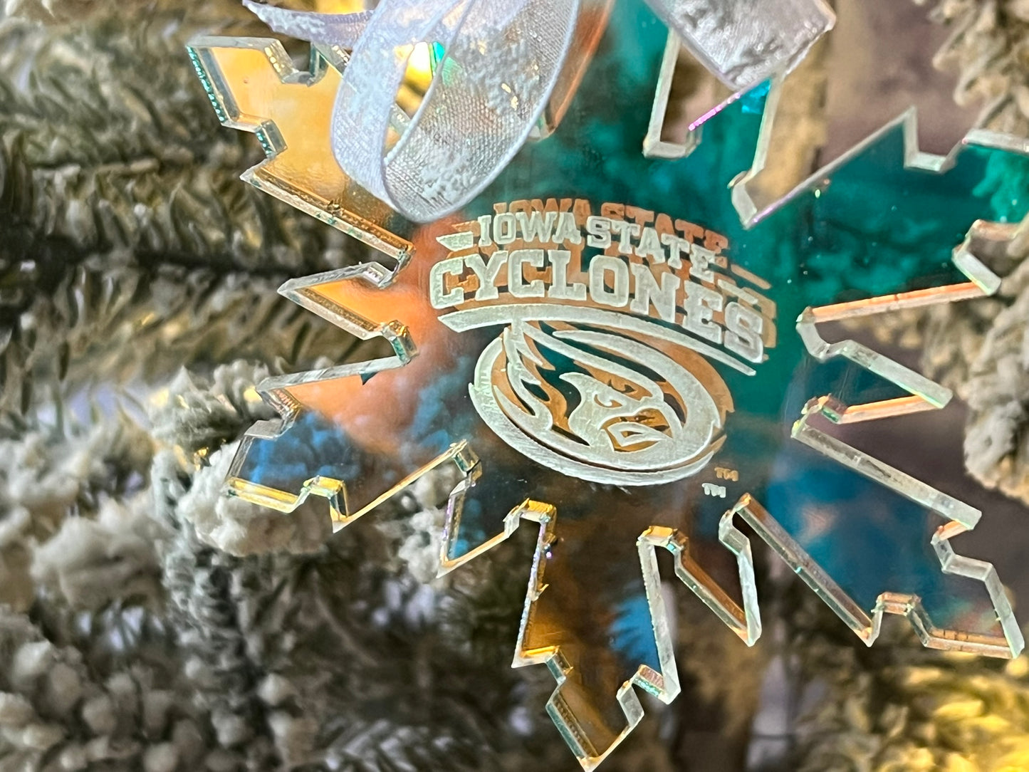 Iridescent Iowa State Snowflake Ornament