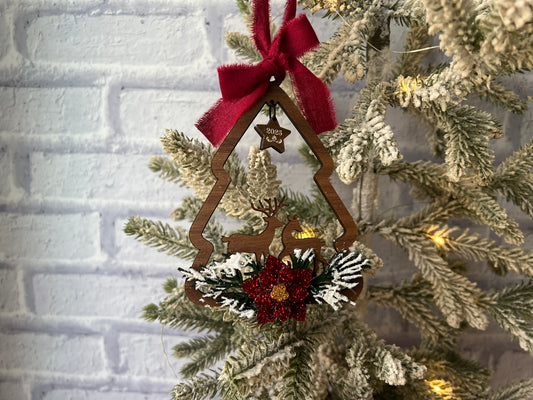 Reindeer Poinsettia Ornament