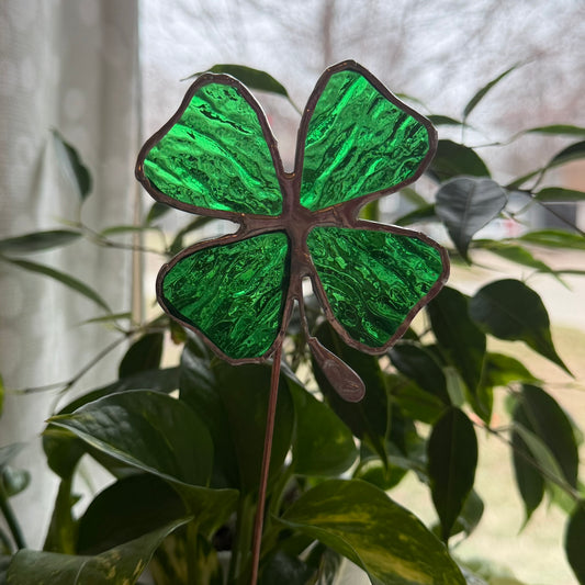 Clover Stained Glass Garden Stake