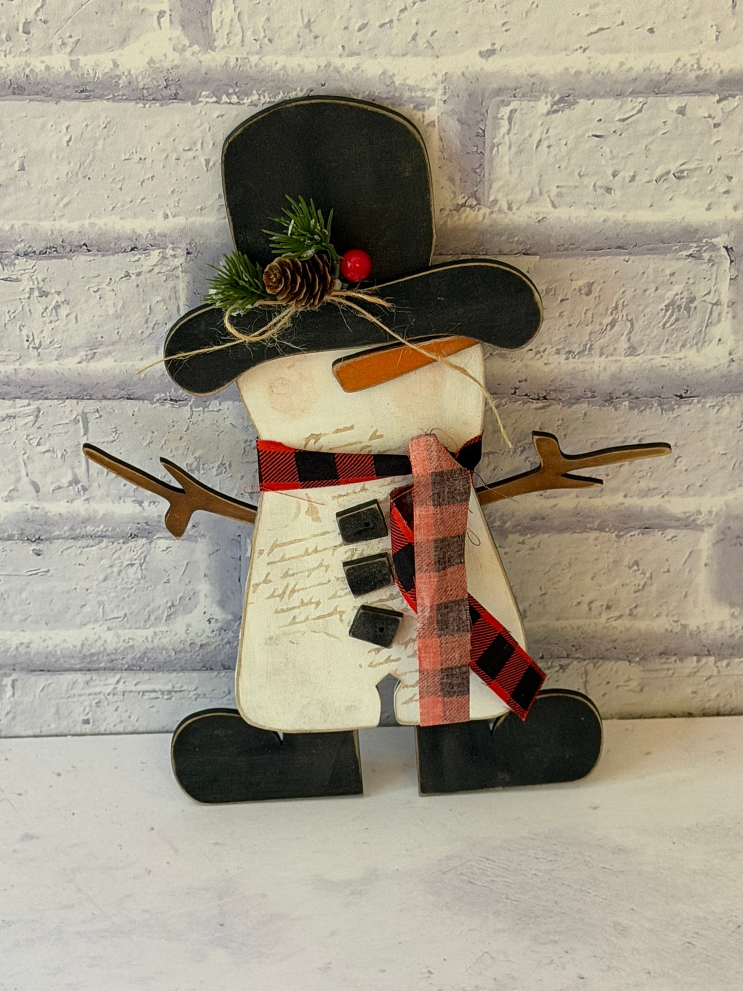 Farmhouse Wood Snowman with Boots