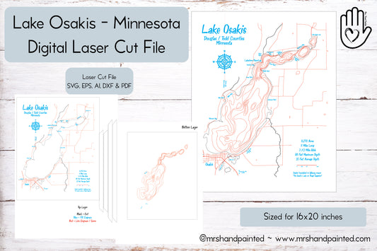 Lake Osakis Minnesota - Laser Engraved Map File