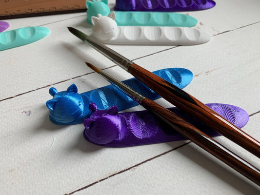 Cute Kitty Cat or Puppy Dog Paint Brush Rest - PLA Bioplastic 3D Printed - for Watercolor / Acrylic / Oil Painting