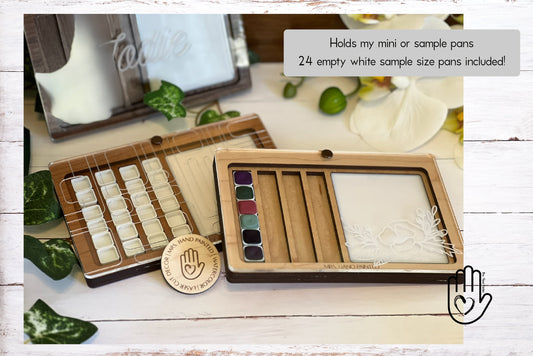 Custom Engraved Wood and Acrylic Watercolor Travel Palette Box