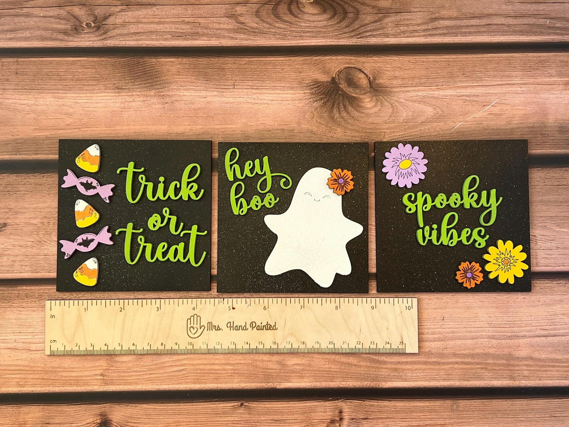 Halloween "Hey Boo" Interchangeable Signs - Laser Cut Wood Painted
