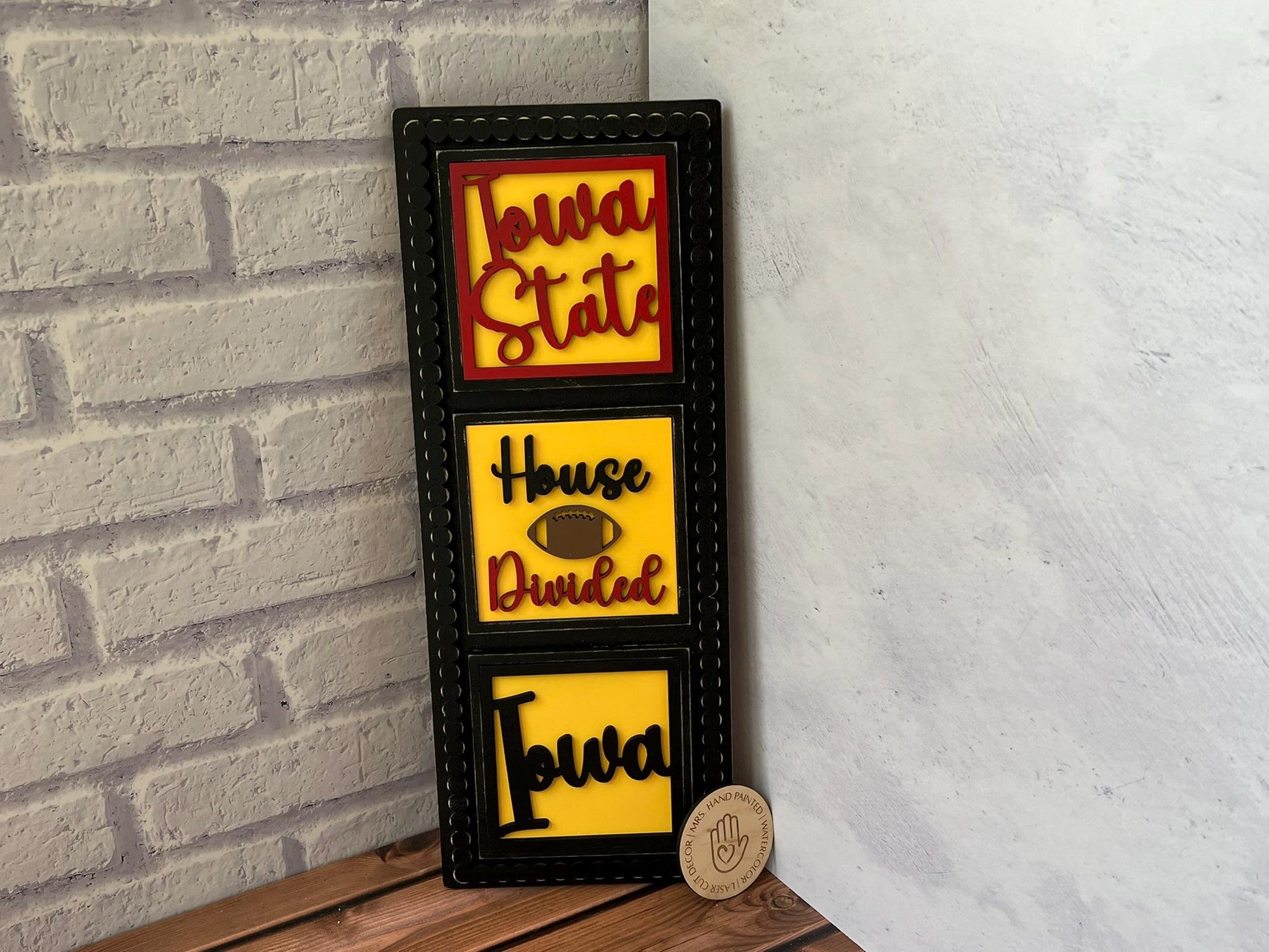 Iowa State and Iowa Football Leaning Ladder Interchangeable Signs