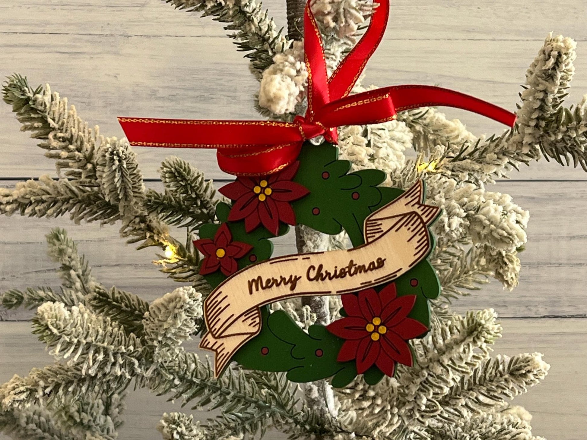 Digital Laser Cut File - Merry Christmas Wreath Ornament