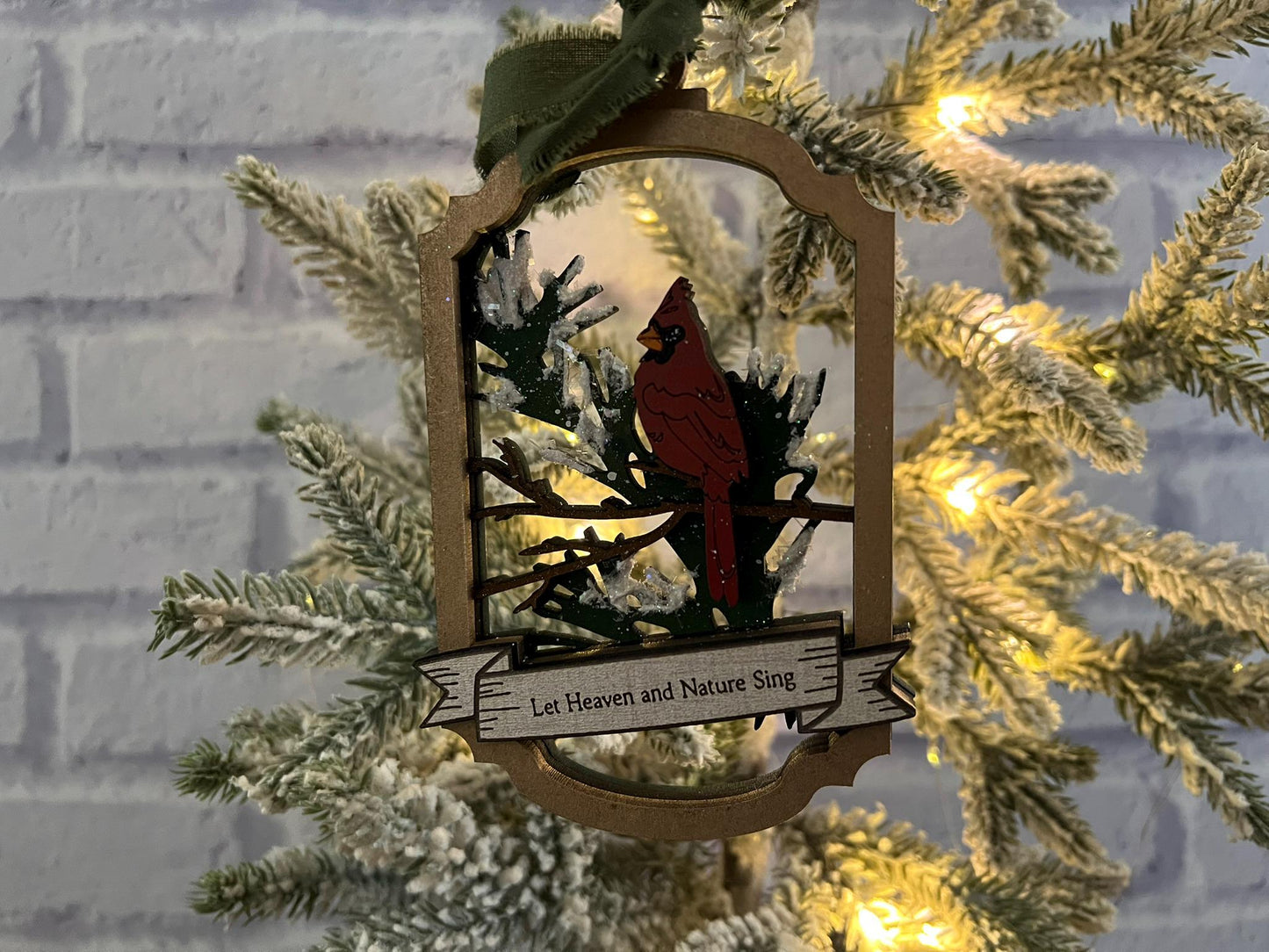 Digital Cut File - Vintage Frame Cardinal Ornament