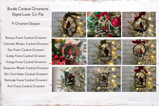 Digital Cut File - Cardinal Ornament Bundle