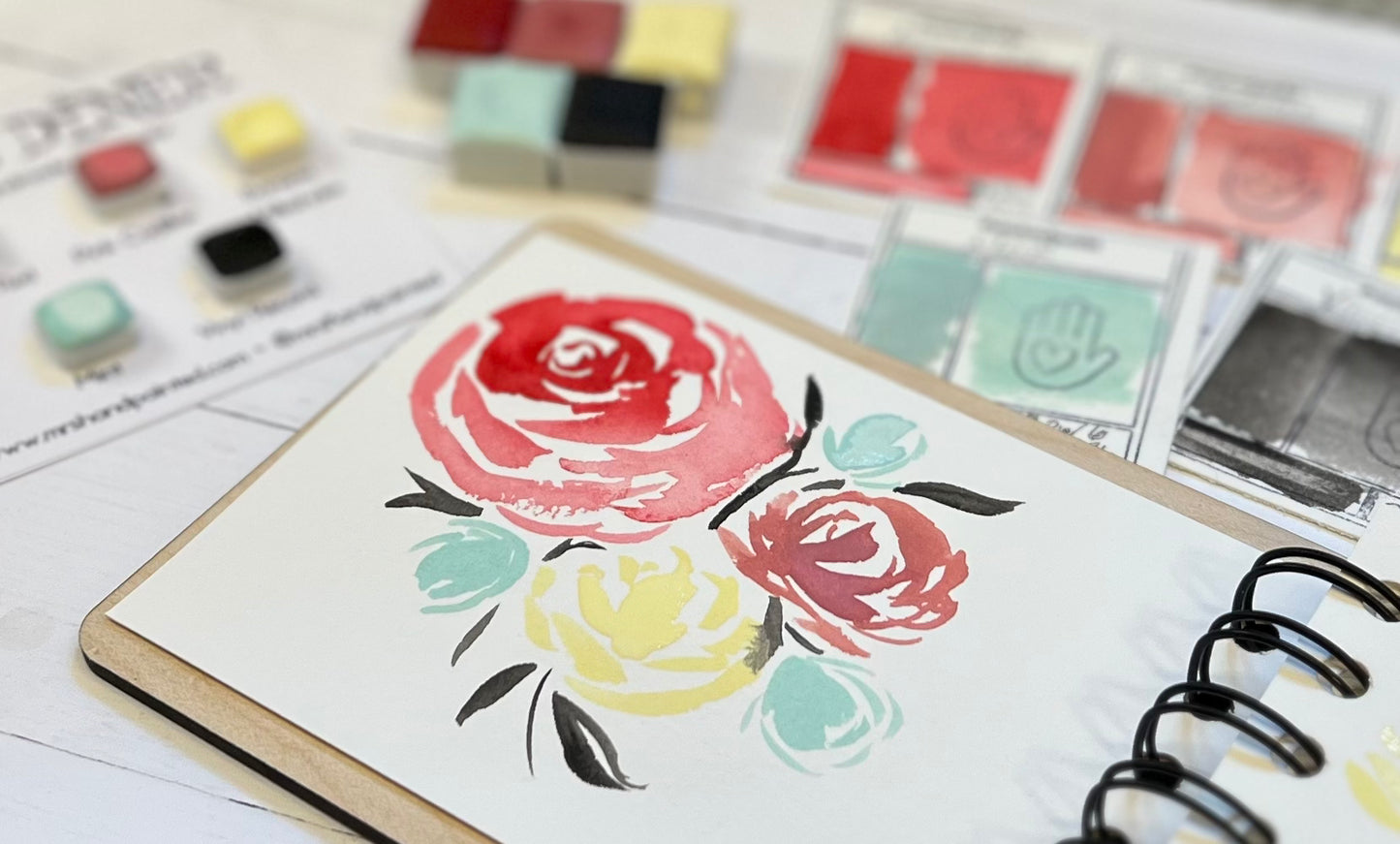 Handmade Watercolor Paints Set - 50's DINER
