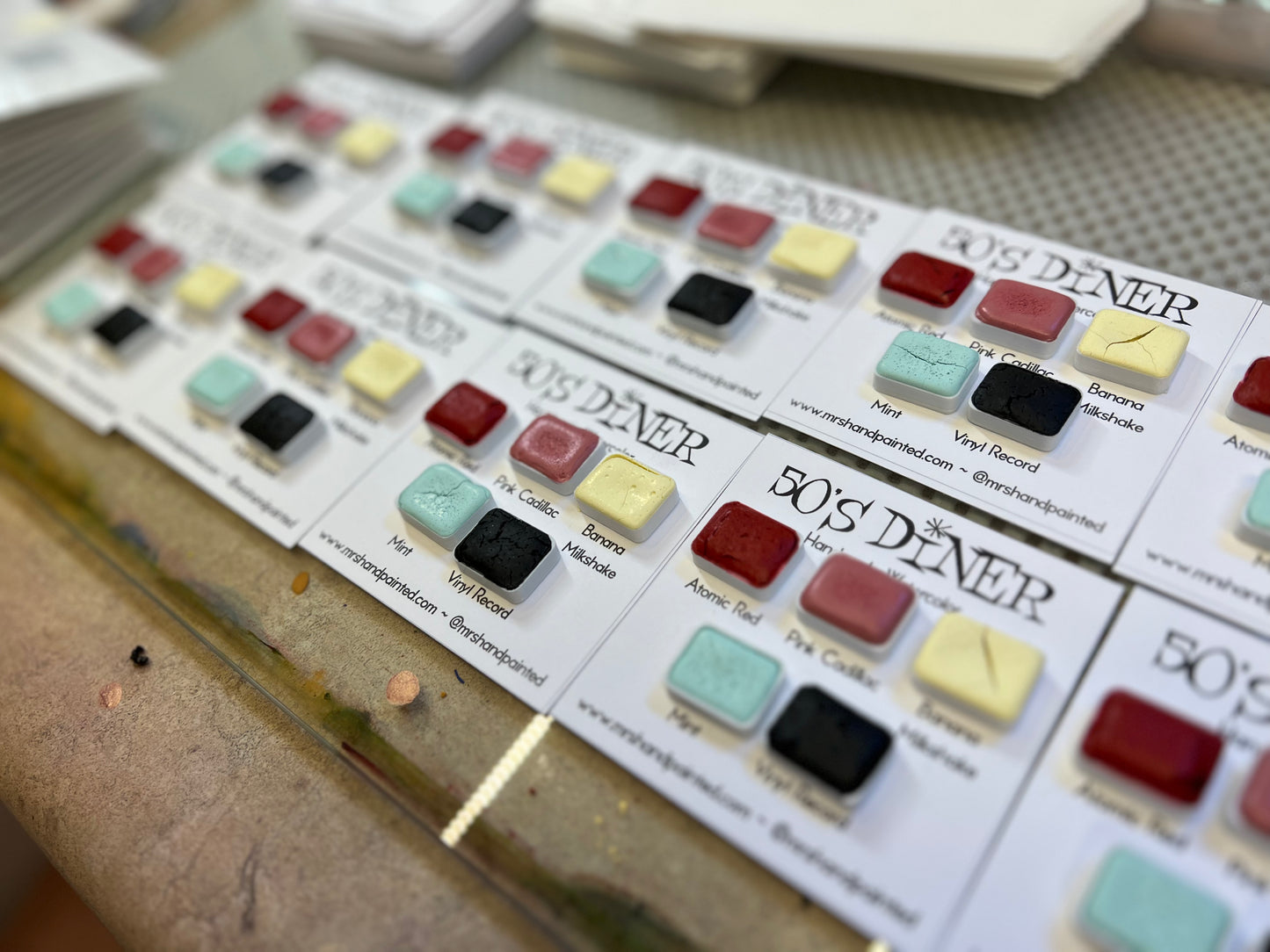 Handmade Watercolor Paints Set - 50's DINER