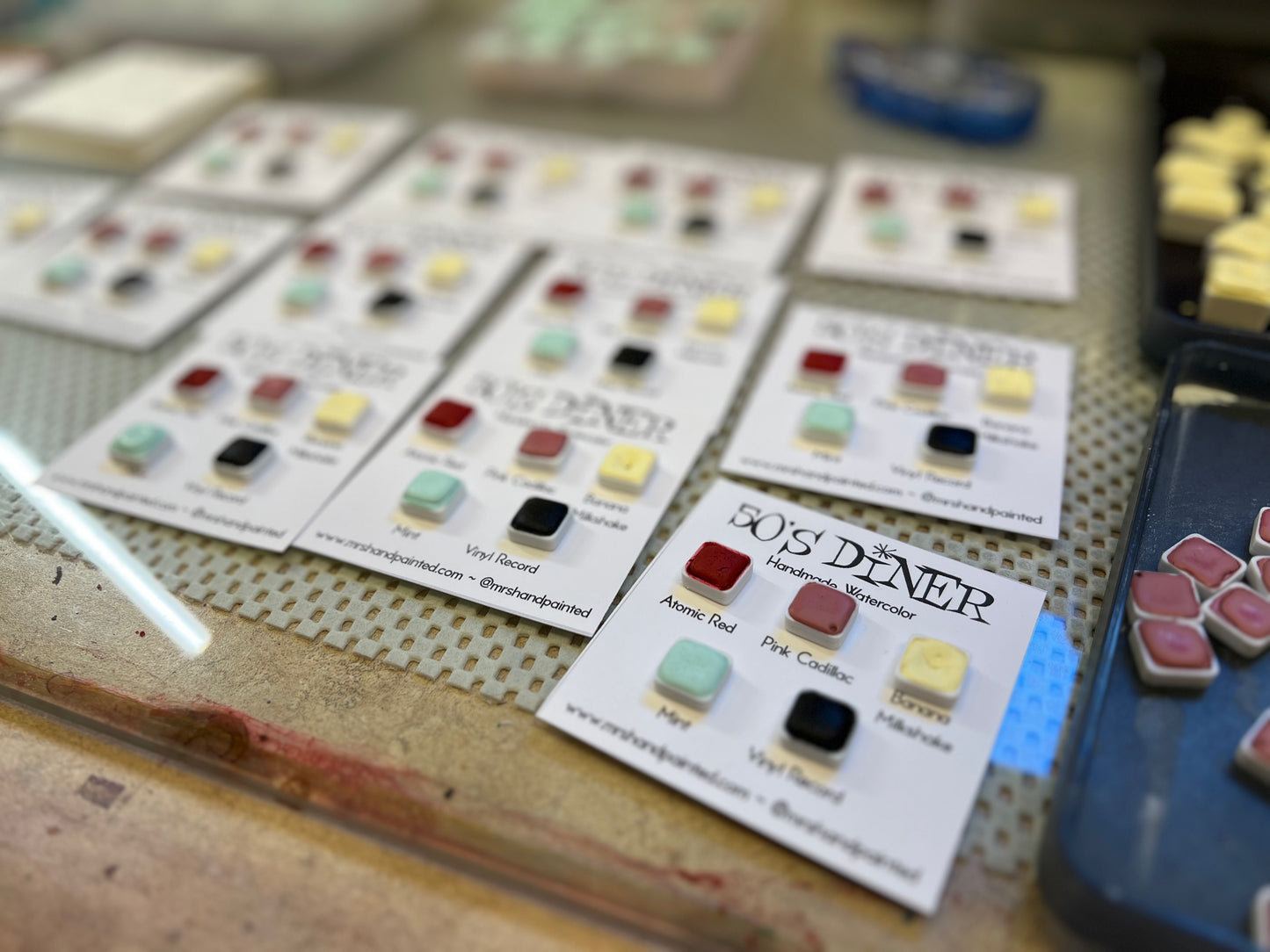Handmade Watercolor Paints Set - 50's DINER