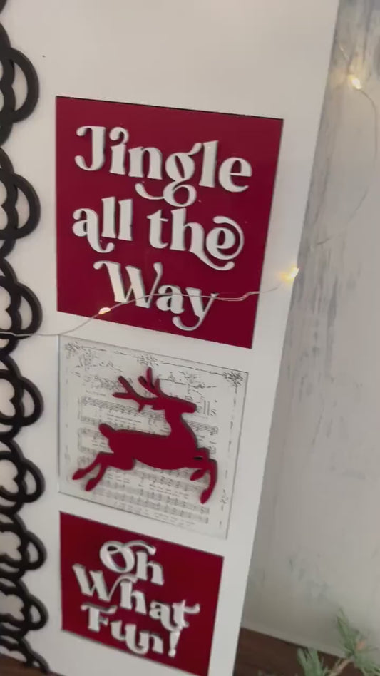 Jingle Bells Leaning Ladder Interchangeable Sign Tiles