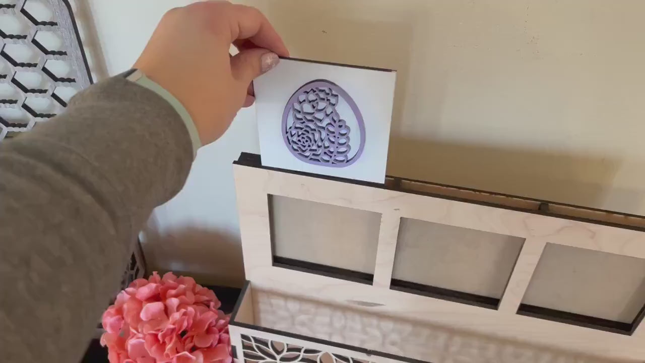 Window box drop in 3 Slot Interchangeable Sign Backer - Laser Cut Wood Painted