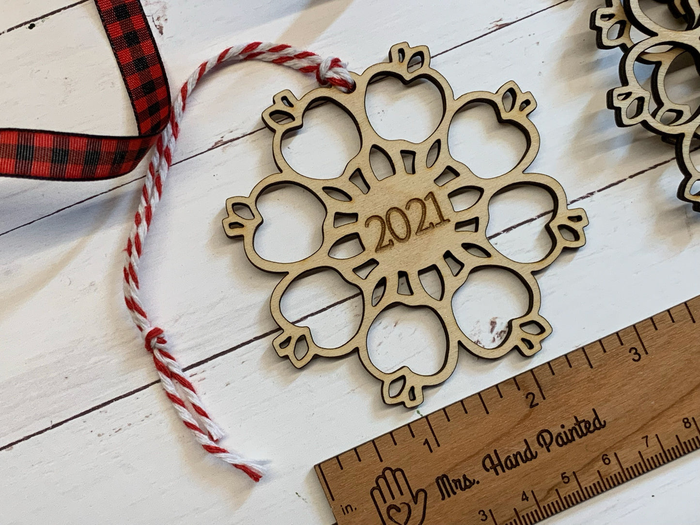 Apple Snowflake Laser Cut Ornament