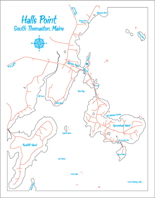 Custom Map - Halls Point Maine