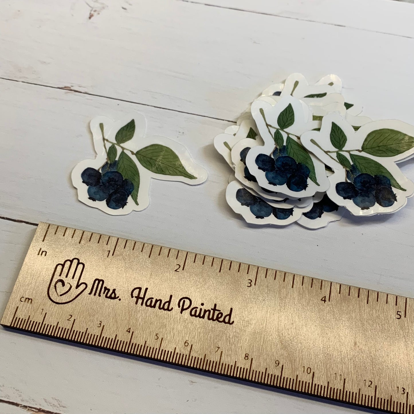 Watercolor Blueberries Die Cut Laminated Vinyl Sticker