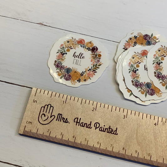 Fall Floral Wreath Die Cut Laminated Vinyl Sticker