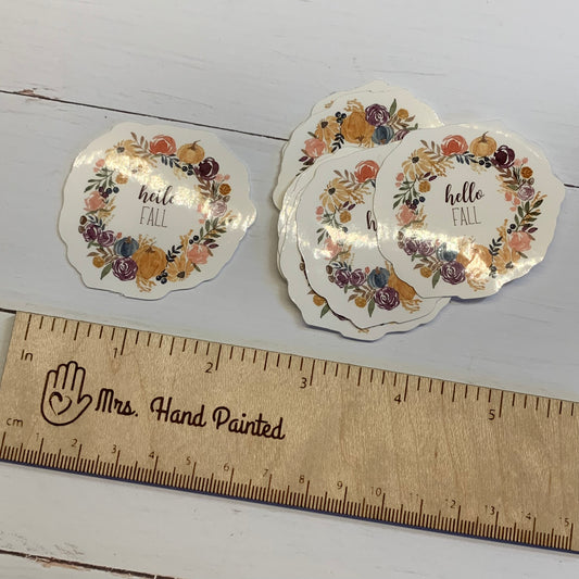 Fall Floral Wreath Die Cut Laminated Vinyl Sticker