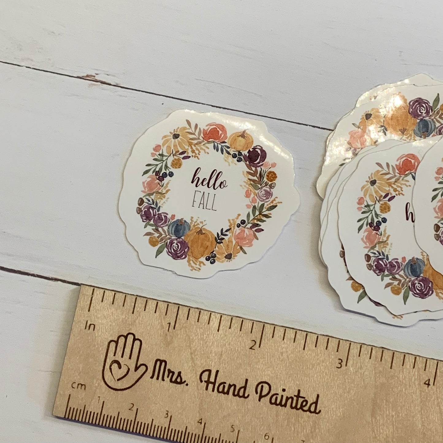 Fall Floral Wreath Die Cut Laminated Vinyl Sticker
