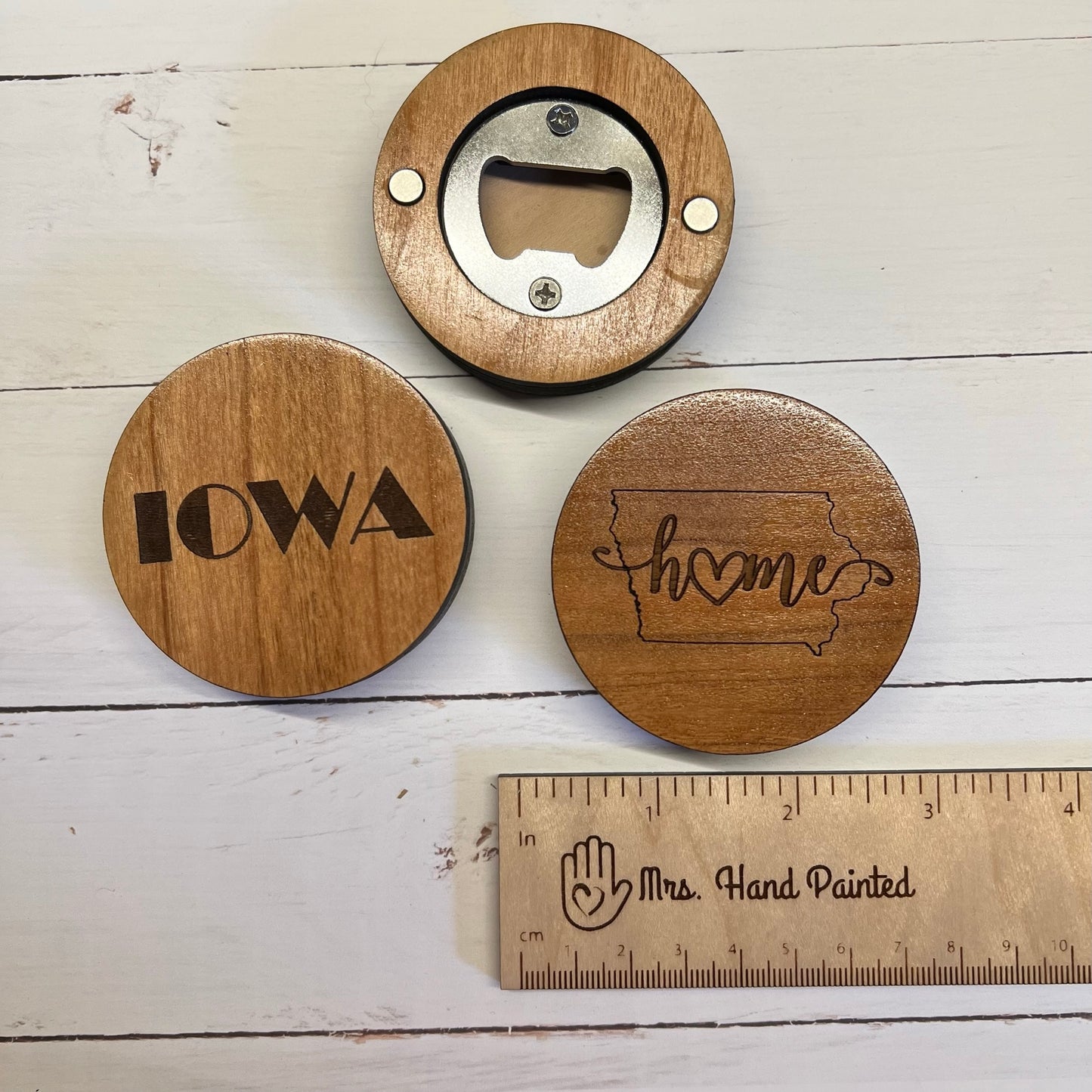 Laser Engraved Wood Bottle Opener with Magnets